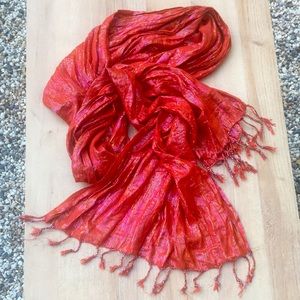Free people bright orange shimmery scarf